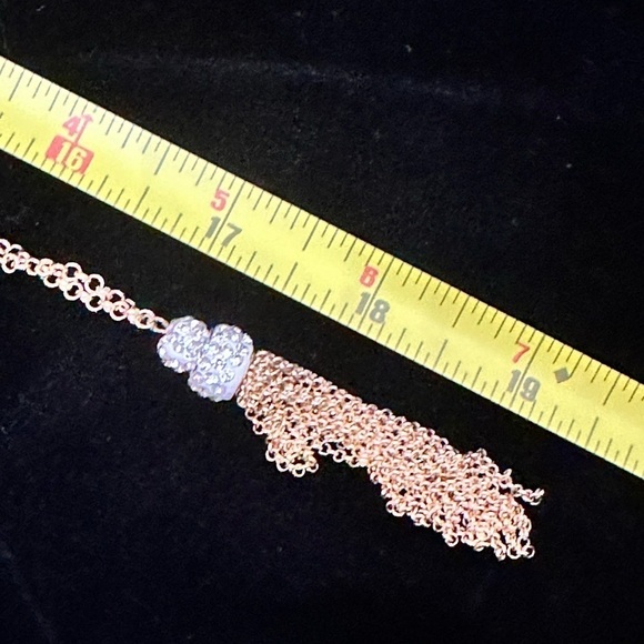 Beaded Tassel Necklace Gold Tone Rhinestone Stone Accent Signed M 5307 P - Picture 8 of 12